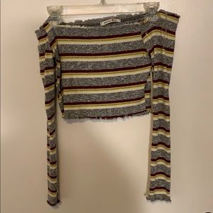 Better be off the shoulder striped crop tee